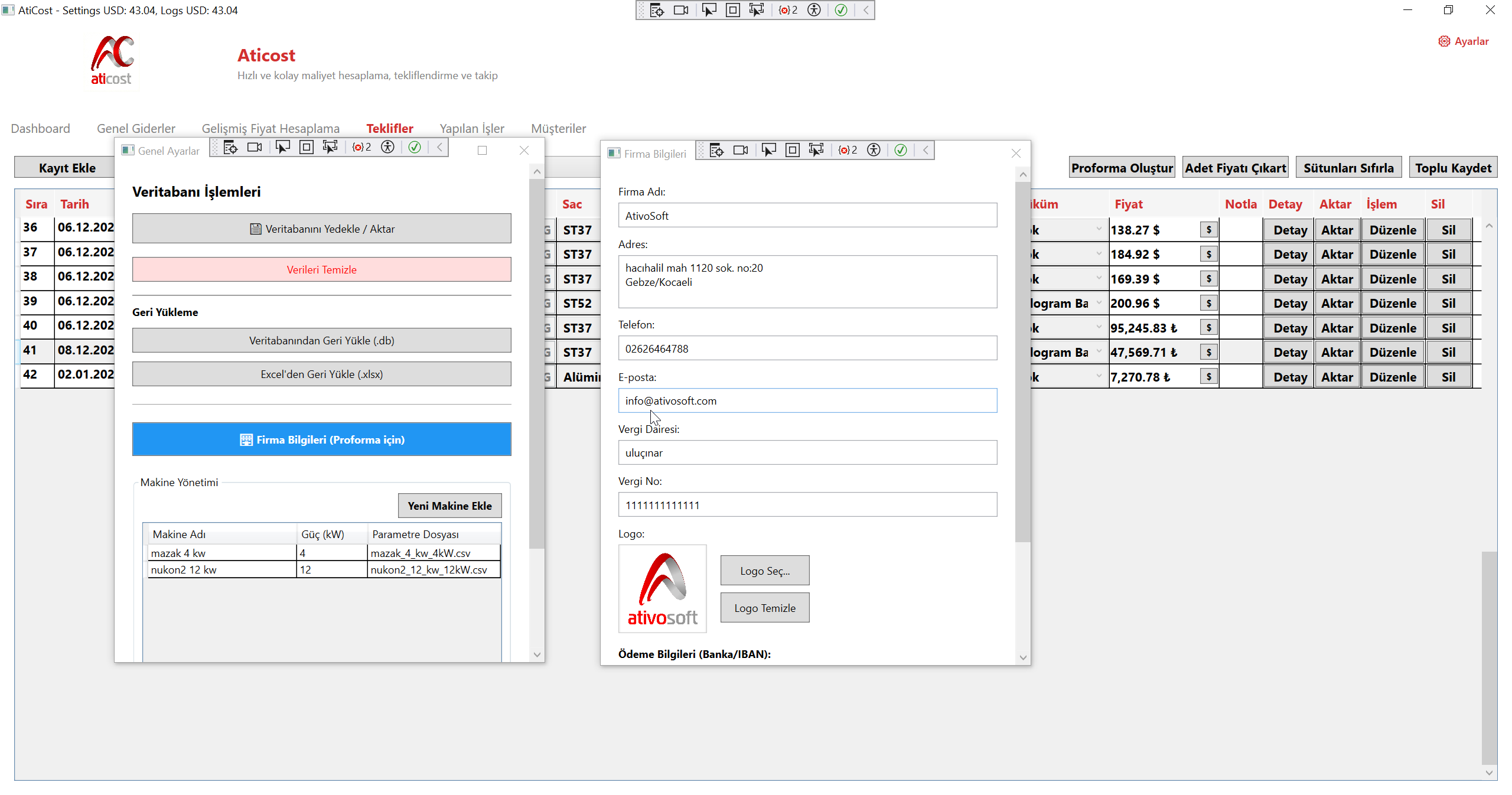 Firma Bilgileri Ekranı